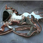 Sterling Studio Copper and Onyx Paint Pony Pin