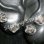 Sterling Studio Antiqued Rose Stud Earrings