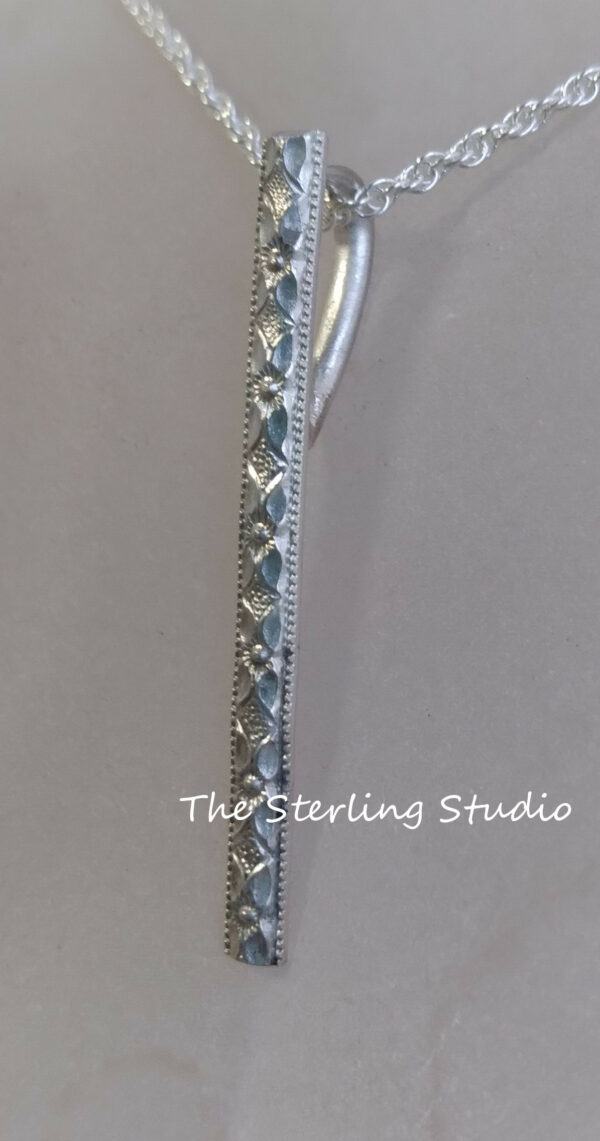 Sterling Studio Pattern Stick Necklace