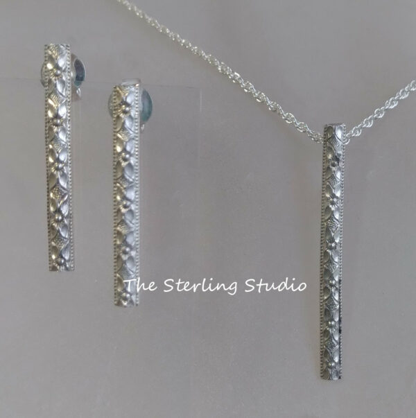 Sterling Studio Stick Pendant and Earrings