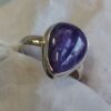 Sterling Charoite Pear Ring #1791