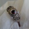 Sterling Garnet Round Ornate Faceted Ring #1847