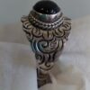 Sterling Black Onyx Round Engraved Ring #1748 - Image 2