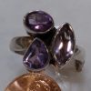 Three Amethyst faceted Cluster Ring