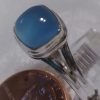 Blue Chalcedony Cushion Cabochon Split Shank Ring - Image 3