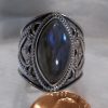 Labradorite Marquee Ornate Wide Ring - Image 9