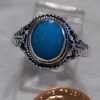Turquoise oval ornate ring w/leaves