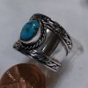 Turquoise Oval Cabochon Wide Band Ring - Image 2
