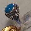 Turquoise oval ornate ring w/leaves - Image 2