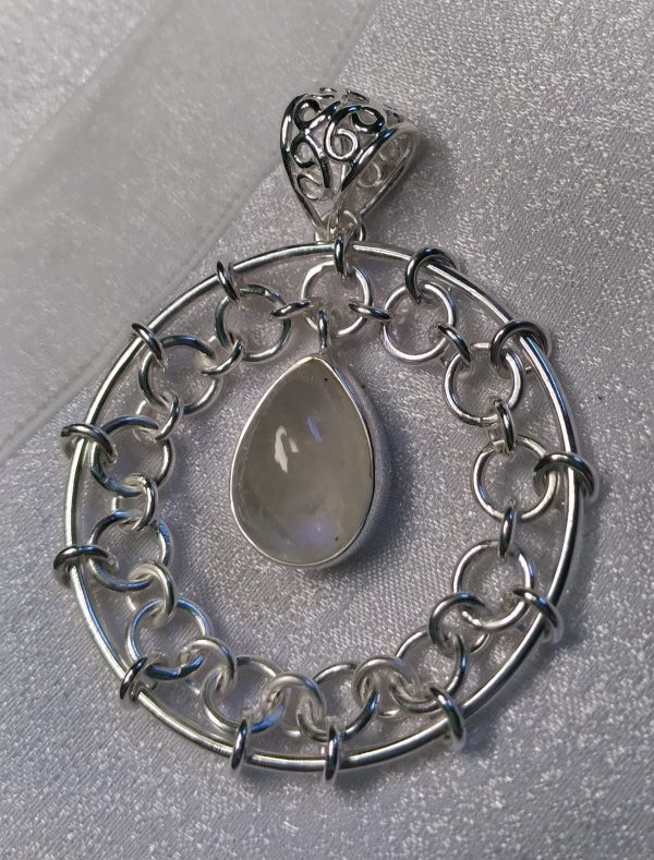 Rainbow Moonstone Chain Loop Pendant - Image 7