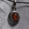 Sunstone Oval Cabochon Ornate Pendant