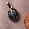 Turquoise Oval Cabochon Filigree Pendant - Image 2