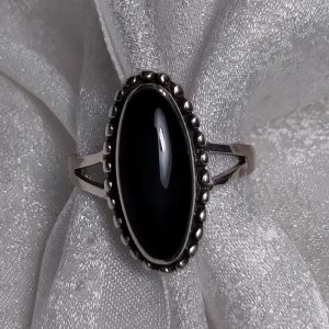 Black Onyx long Oval ring