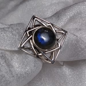Labradorite Square Open Plate ring