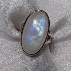Rainbow Moonstone long oval ring