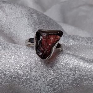 Rough Garnet bezel set ring