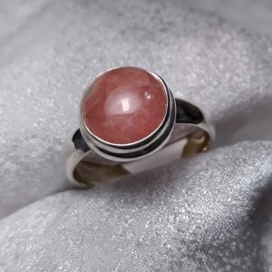 Sweet Included Rhodochrosite round ring