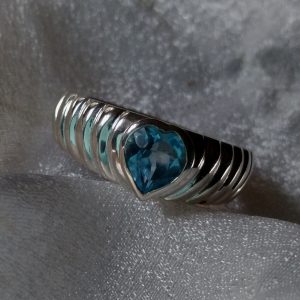 Sterling Blue Topaz Crystal Heart Ring