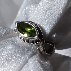 Sterling Peridot Marquee XO Ring